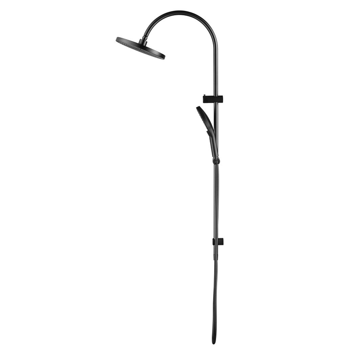 Mica Fluted Gun Metal Gooseneck Dual Shower Rail