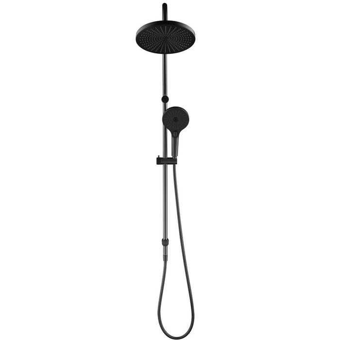 Mica Fluted Gun Metal Gooseneck Dual Shower Rail