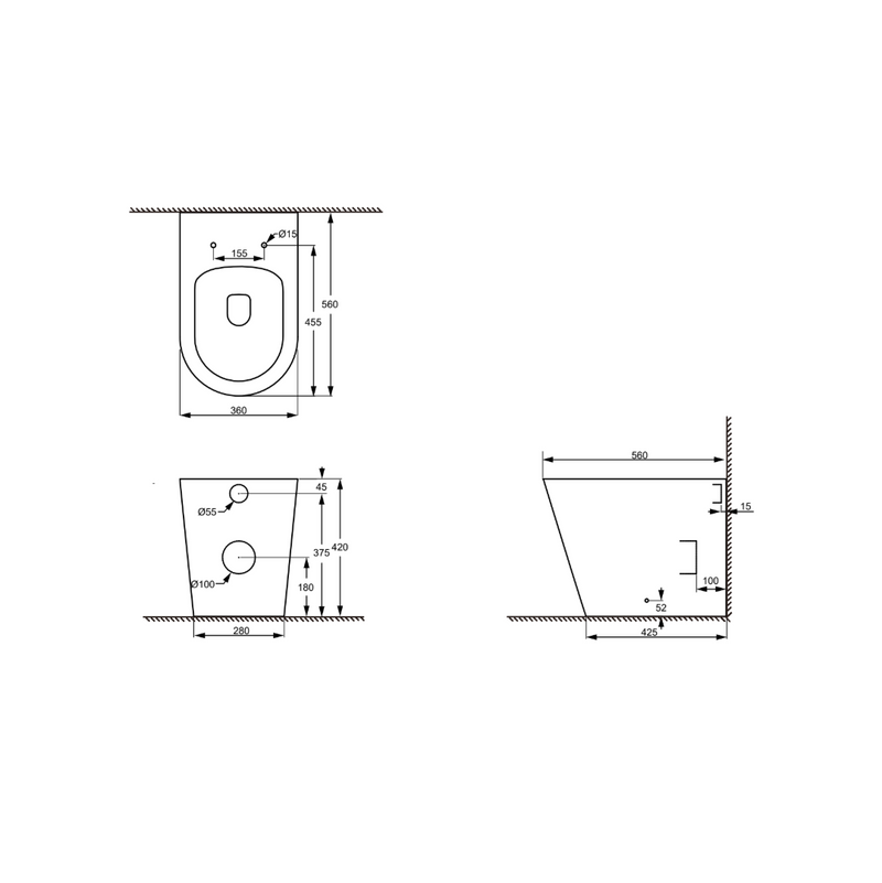 Ecco Rimless Tornado Vortex In Wall Toilet Suite Pan
