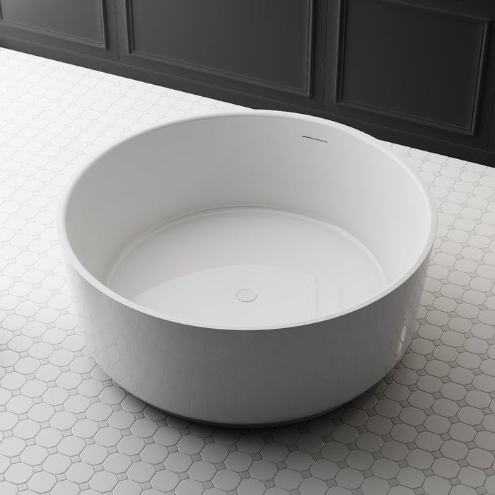 Elara 1350mm Round Matte White Designer Freestanding Bath