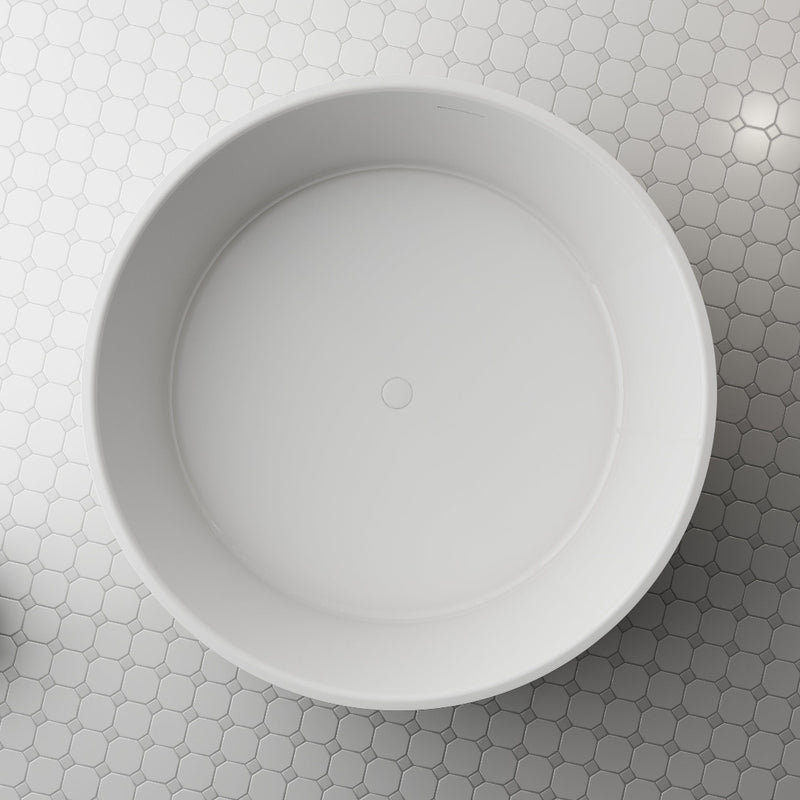 Elara 1350mm Round Matte White Designer Freestanding Bath
