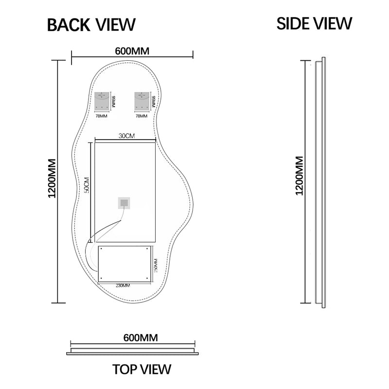 Evara Touchless 600 x 1200 Asymmetrical LED Mirror - Three Light Temperatures