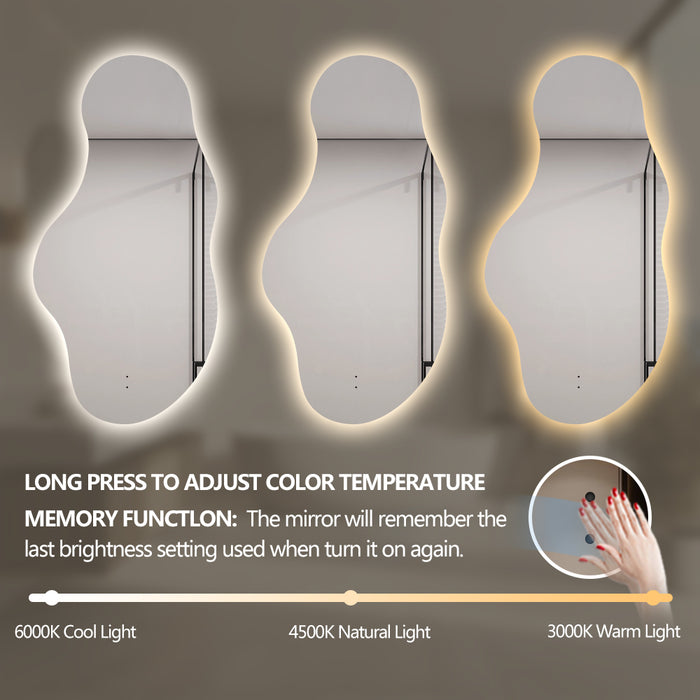 Evara Touchless 600 x 1200 Asymmetrical LED Mirror - Three Light Temperatures
