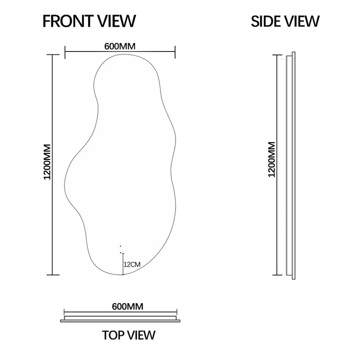 Evara Touchless 600 x 1200 Asymmetrical LED Mirror - Three Light Temperatures
