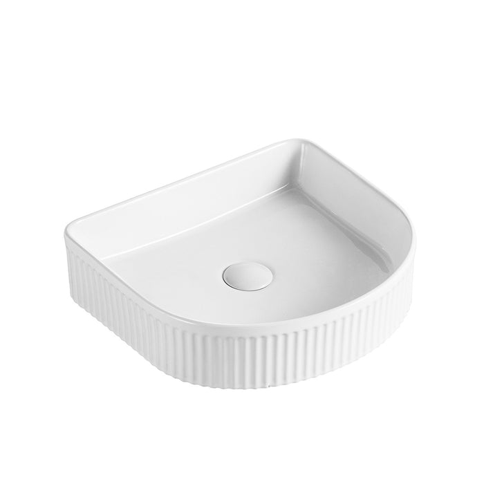 Evia 415 Gloss White Arched Fluted Above Counter Basin