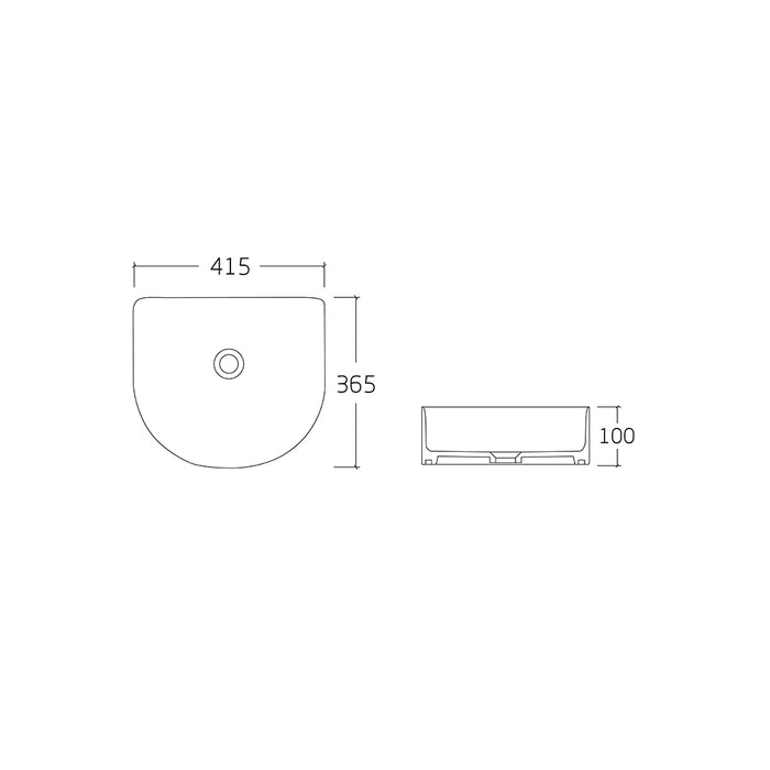 Evia 415 Matte White Arched Fluted Above Counter Basin