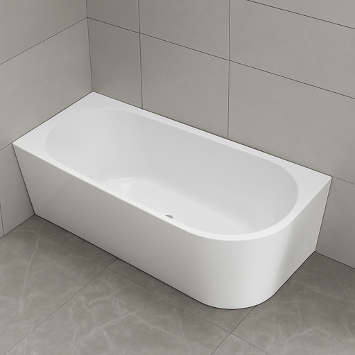 Nesta 1700 Matte White Left Corner Fit Freestanding Bath Tub - Acqua Bathrooms