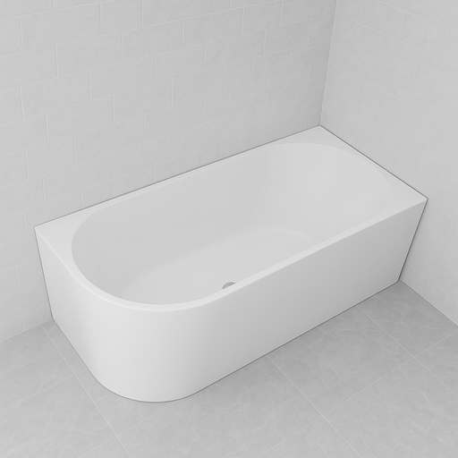 Nesta 1700 Matte White Right Corner Fit Freestanding Bath Tub - Acqua Bathrooms