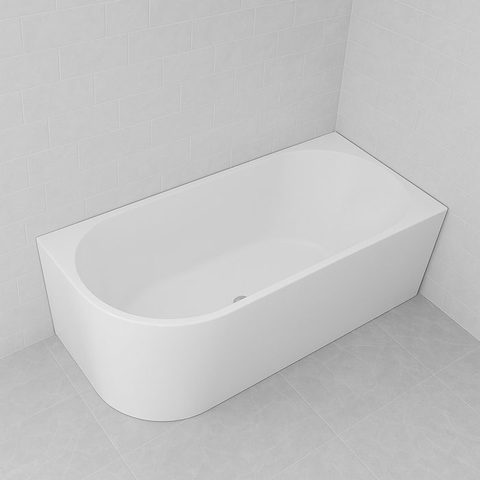 Nesta 1700 Matte White Right Corner Fit Freestanding Bath Tub - Acqua Bathrooms