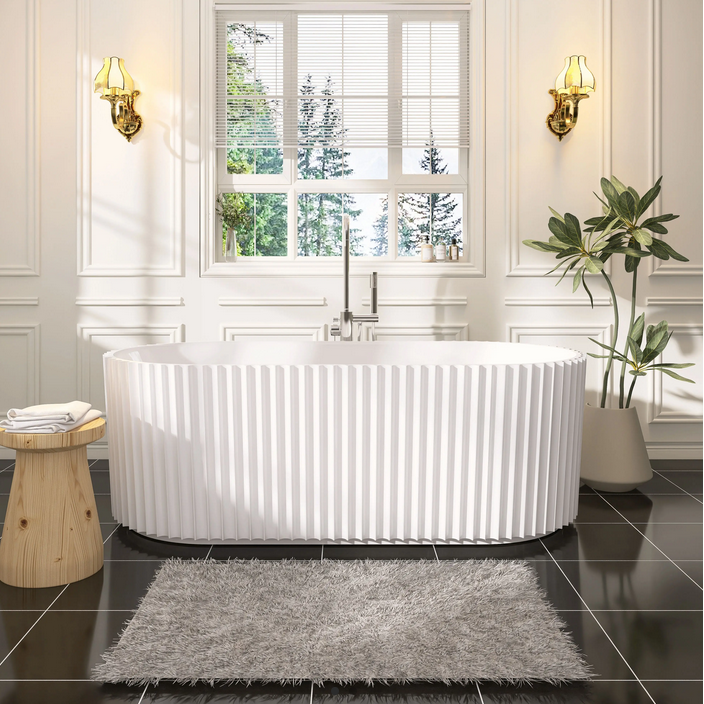 Wentworth Ribbed 1700mm Matte White Freestanding Bath