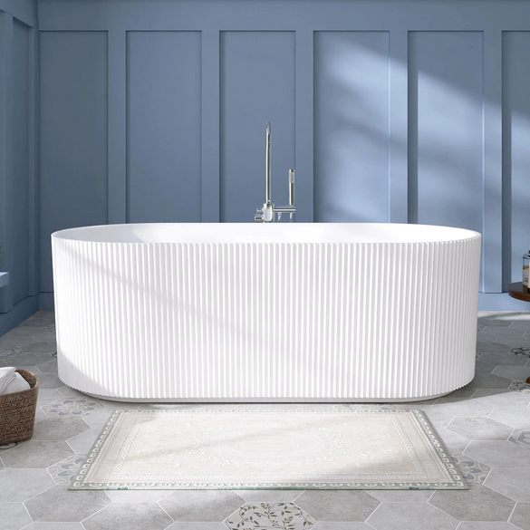 Montrose Ribbed 1500mm Gloss White Freestanding Bath