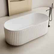Kelsa Fluted 1700mm Matte White Designer Round Freestanding Bath - Acqua Bathrooms