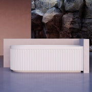 Kelsa Fluted 1500mm Matte White Right Corner Fit Designer Round Freestanding Bath - Acqua Bathrooms