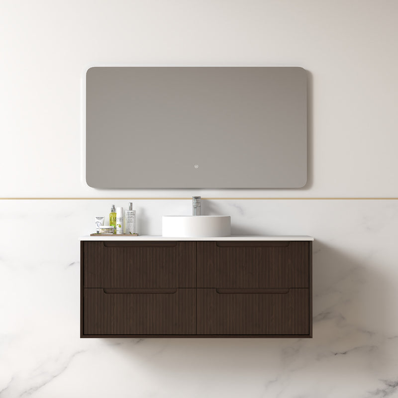 Fiora 1200mm Alder Walnut Fluted Wall Hung Vanity