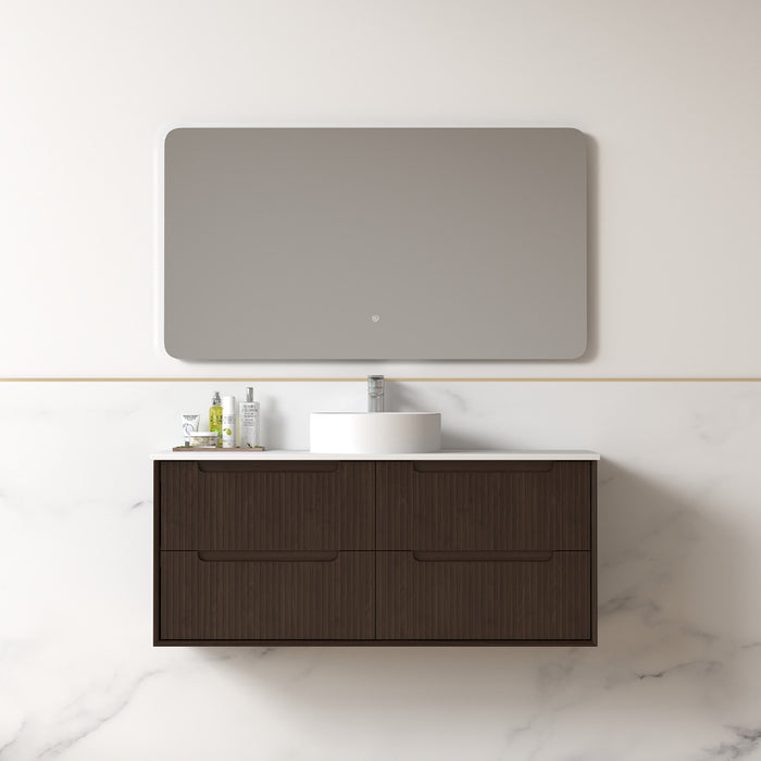 Fiora 1200mm Alder Walnut Fluted Wall Hung Vanity