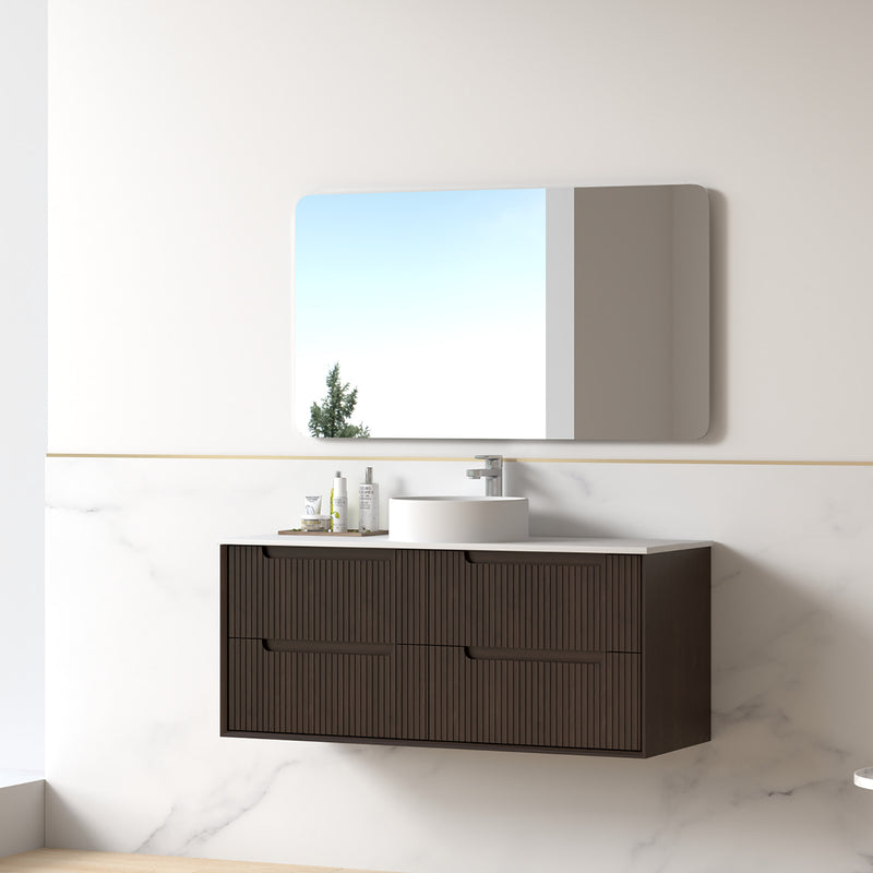 Fiora 1200mm Alder Walnut Fluted Wall Hung Vanity