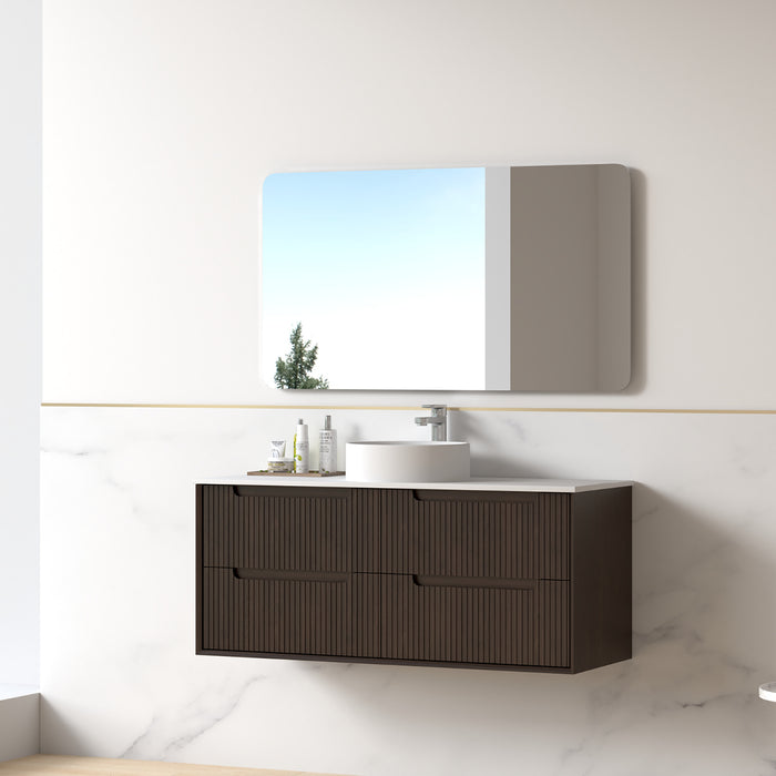 Fiora 1200mm Alder Walnut Fluted Wall Hung Vanity