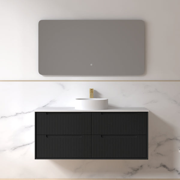 Fiora 1200mm Matte Black Fluted Wall Hung Vanity