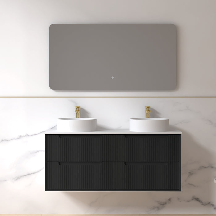 Fiora 1200mm Matte Black Fluted Wall Hung Vanity