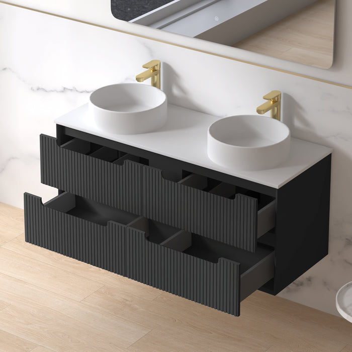 Fiora 1200mm Matte Black Fluted Wall Hung Vanity