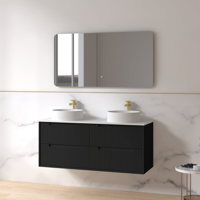 Fiora 1200mm Matte Black Fluted Wall Hung Vanity
