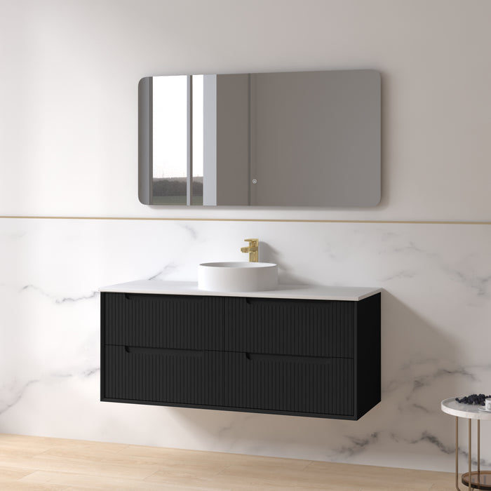 Fiora 1200mm Matte Black Fluted Wall Hung Vanity
