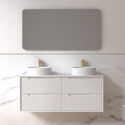 Fiora 1200mm Matte White Fluted Wall Hung Vanity - Acqua Bathrooms