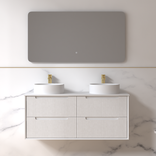 Fiora 1200mm Matte White Fluted Wall Hung Vanity - Acqua Bathrooms