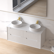 Fiora 1200mm Matte White Fluted Wall Hung Vanity - Acqua Bathrooms