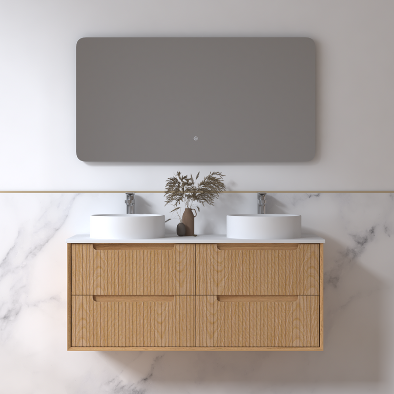 Fiora 1200mm Light Walnut Fluted Wall Hung Vanity - Acqua Bathrooms
