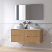 Fiora 1200mm Light Walnut Fluted Wall Hung Vanity - Acqua Bathrooms