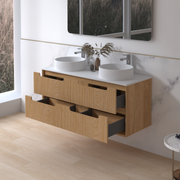 Fiora 1200mm Light Walnut Fluted Wall Hung Vanity - Acqua Bathrooms