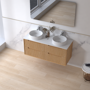 Fiora 1200mm Light Walnut Fluted Wall Hung Vanity - Acqua Bathrooms