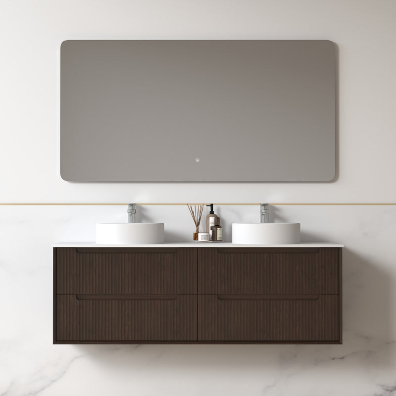 Fiora 1500mm Alder Walnut Fluted Wall Hung Vanity