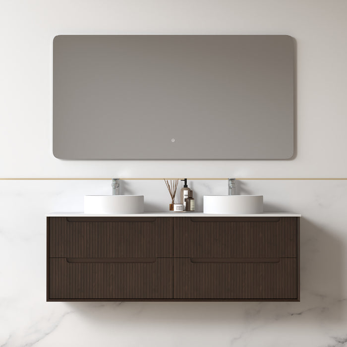 Fiora 1500mm Alder Walnut Fluted Wall Hung Vanity