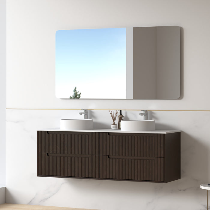 Fiora 1500mm Alder Walnut Fluted Wall Hung Vanity