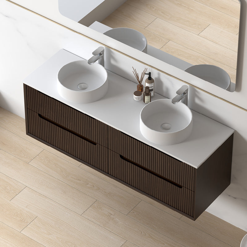 Fiora 1500mm Alder Walnut Fluted Wall Hung Vanity