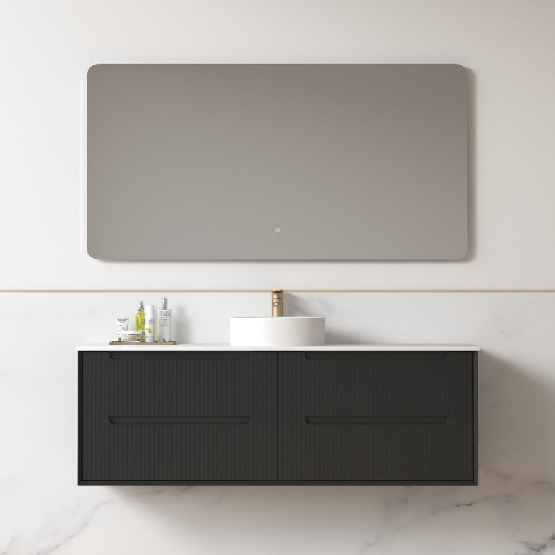 Fiora 1500mm Matte Black Fluted Wall Hung Vanity