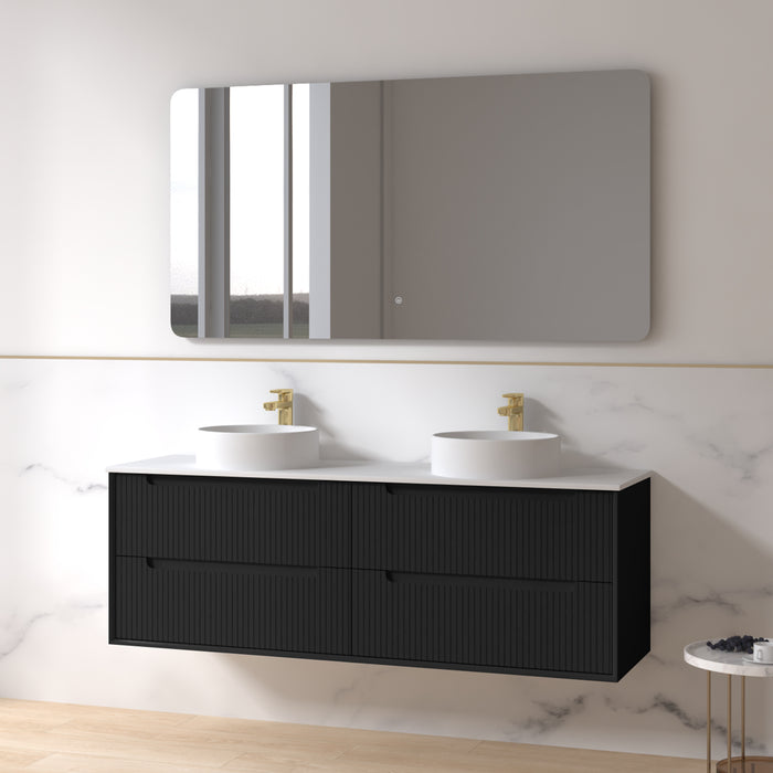 Fiora 1500mm Matte Black Fluted Wall Hung Vanity