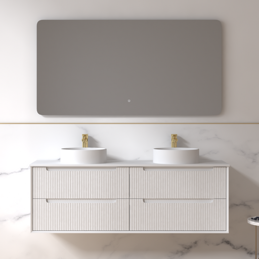 Fiora 1500mm Matte White Fluted Wall Hung Vanity - Acqua Bathrooms