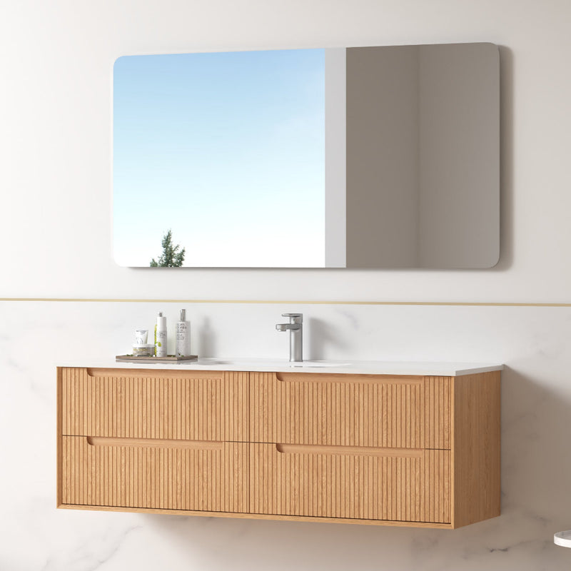 Fiora 1500mm Light Walnut Fluted Wall Hung Vanity