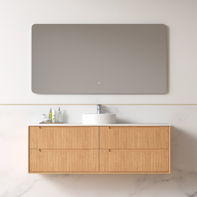 Fiora 1500mm Light Walnut Fluted Wall Hung Vanity