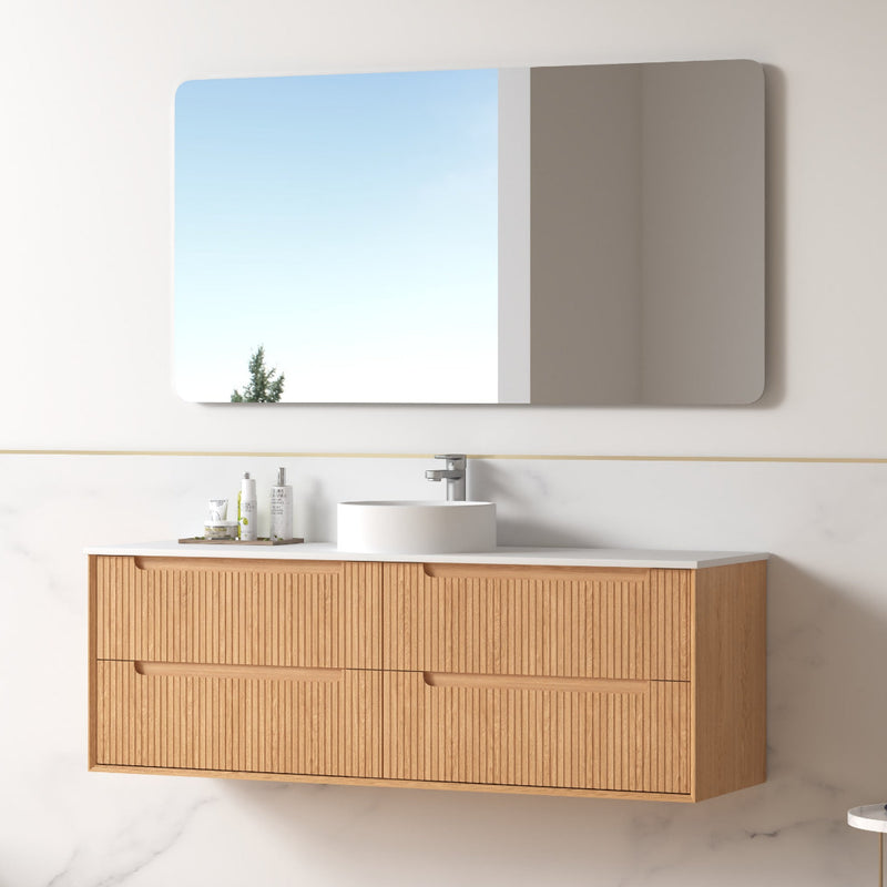 Fiora 1500mm Light Walnut Fluted Wall Hung Vanity