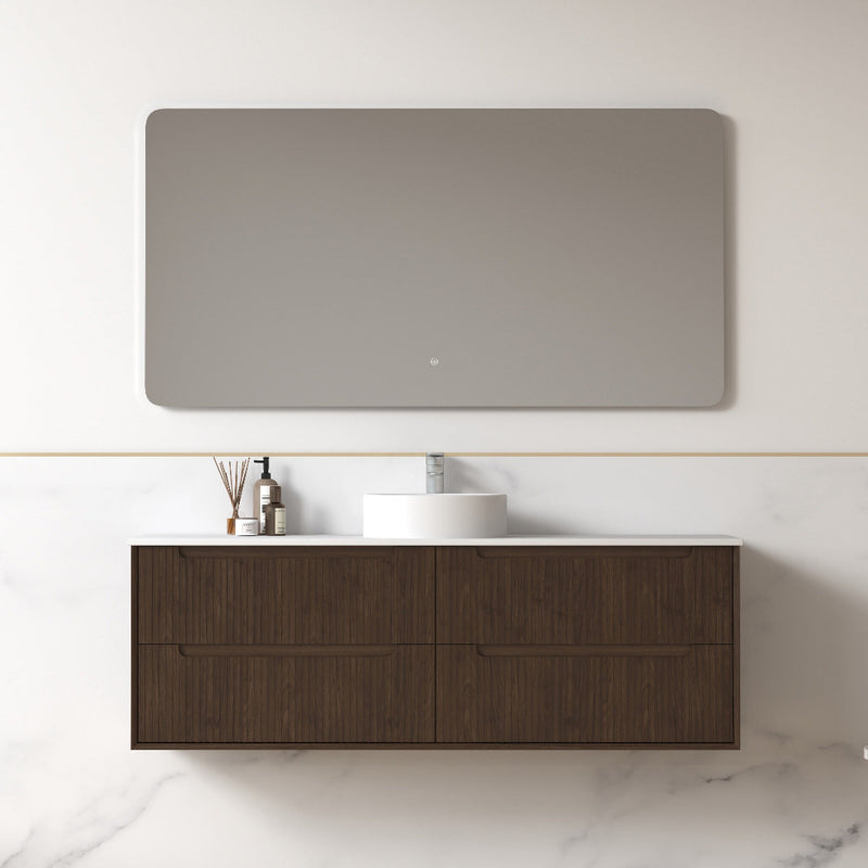 Fiora 1500mm Alder Walnut Fluted Wall Hung Vanity