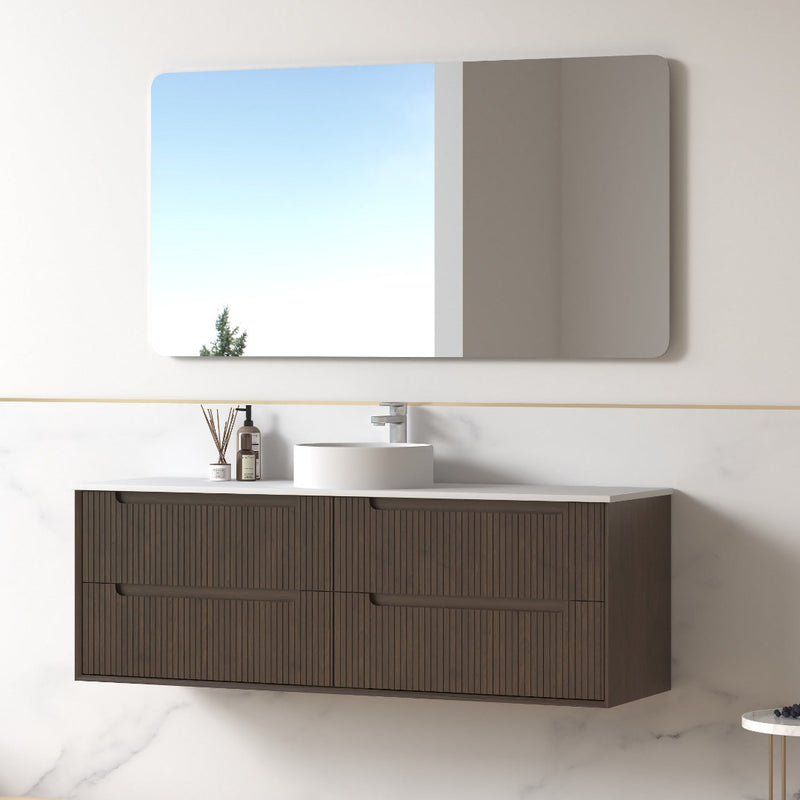 Fiora 1500mm Alder Walnut Fluted Wall Hung Vanity