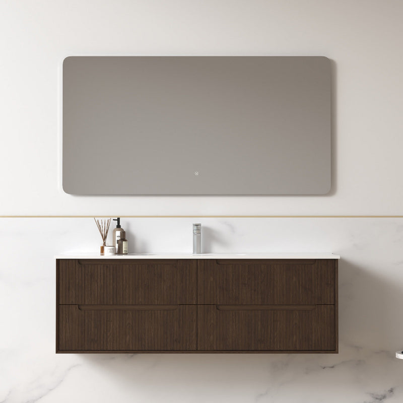 Fiora 1500mm Alder Walnut Fluted Wall Hung Vanity
