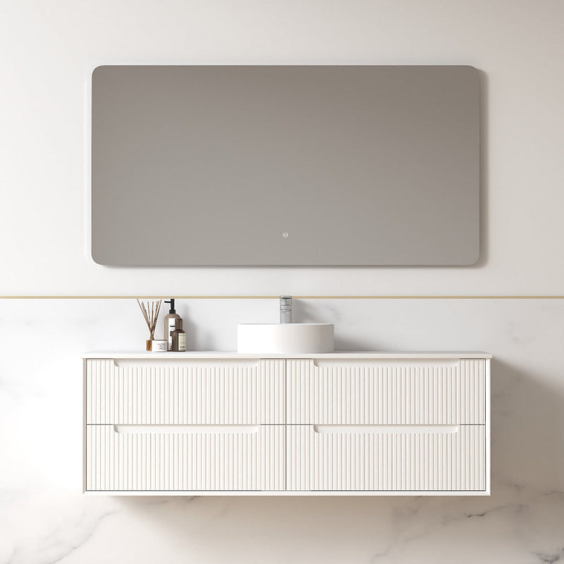 Fiora 1500mm Matte White Fluted Wall Hung Vanity