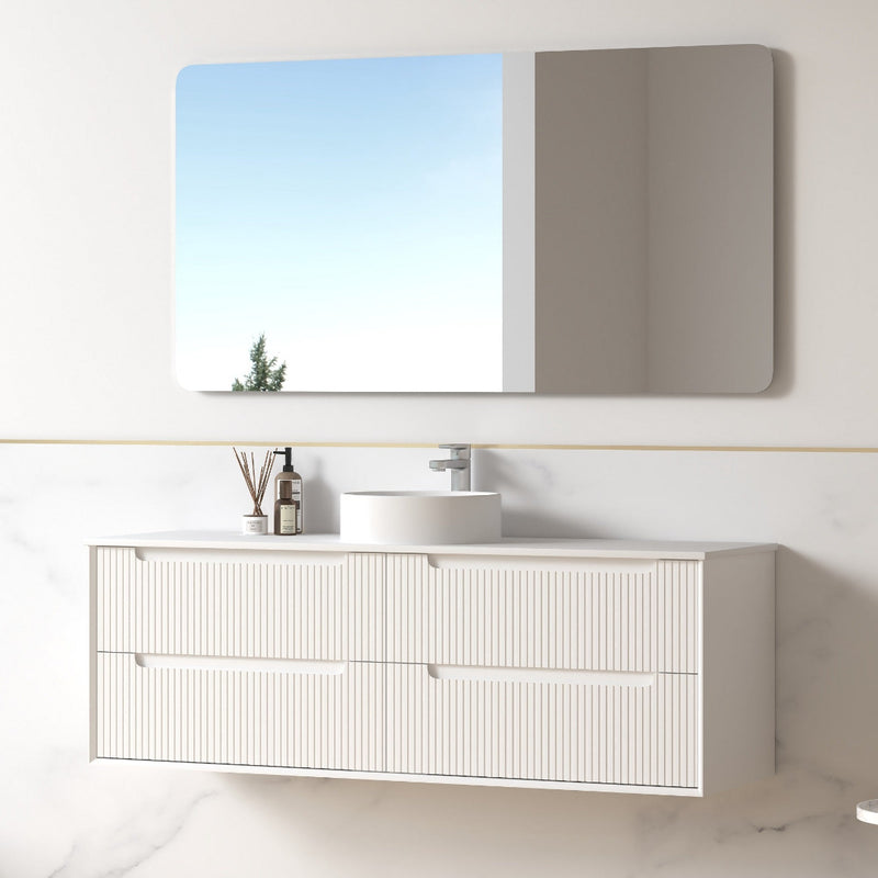 Fiora 1500mm Matte White Fluted Wall Hung Vanity