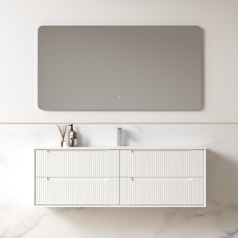 Fiora 1500mm Matte White Fluted Wall Hung Vanity