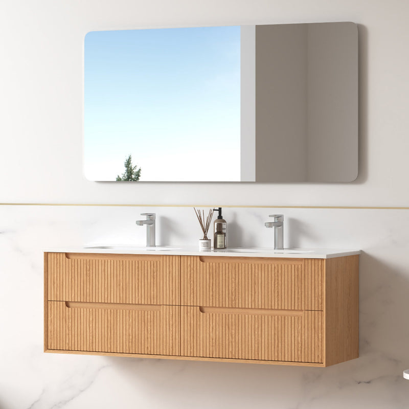 Fiora 1500mm Light Walnut Fluted Wall Hung Vanity
